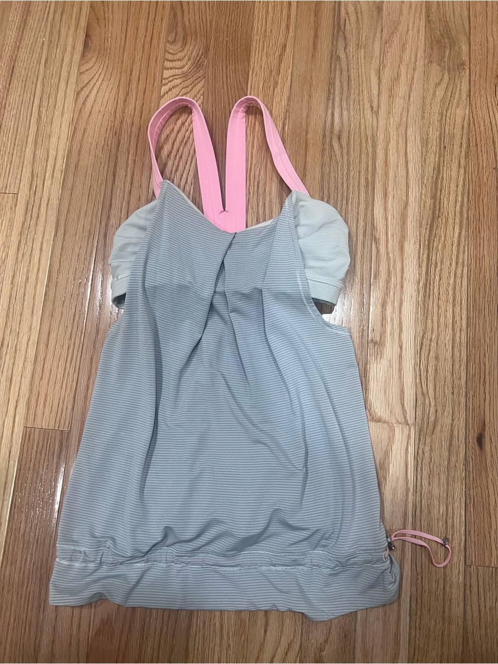 lululemon athletica Light Gray Tank with Pink Straps